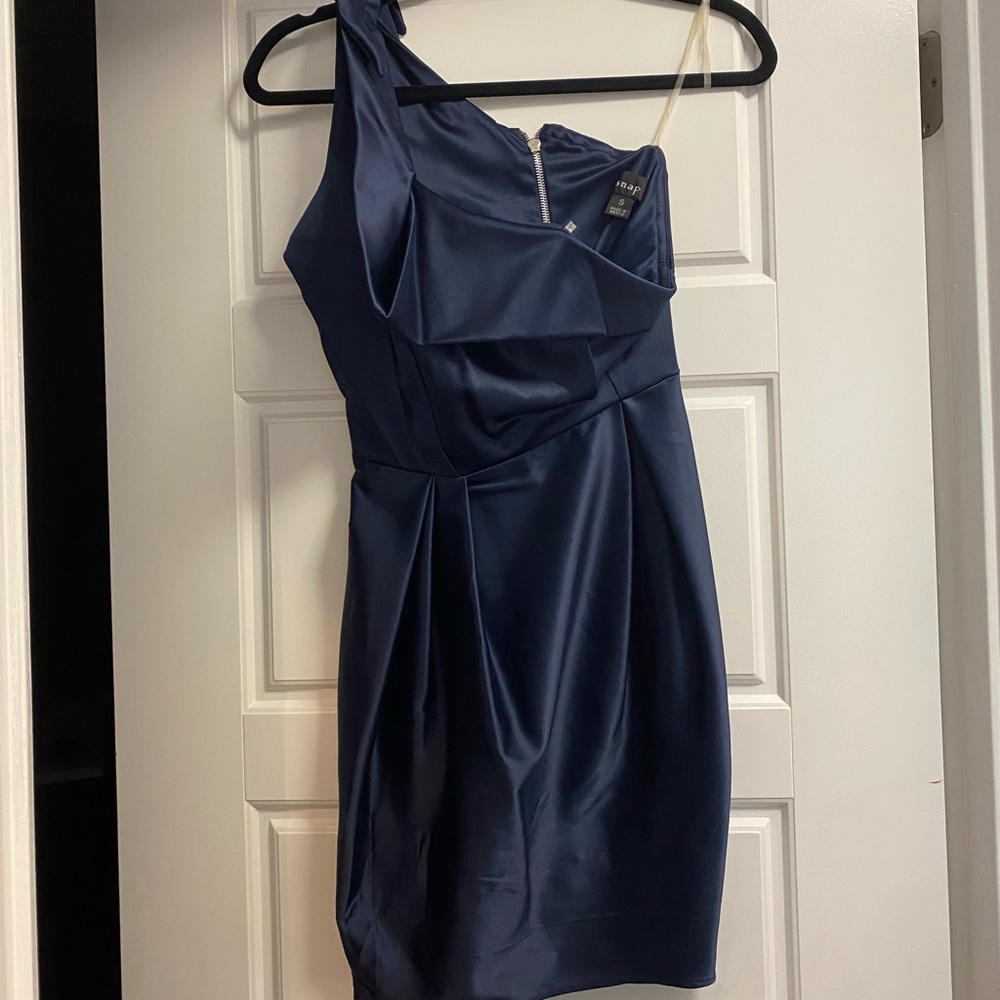 Gorgeous blue satin dress